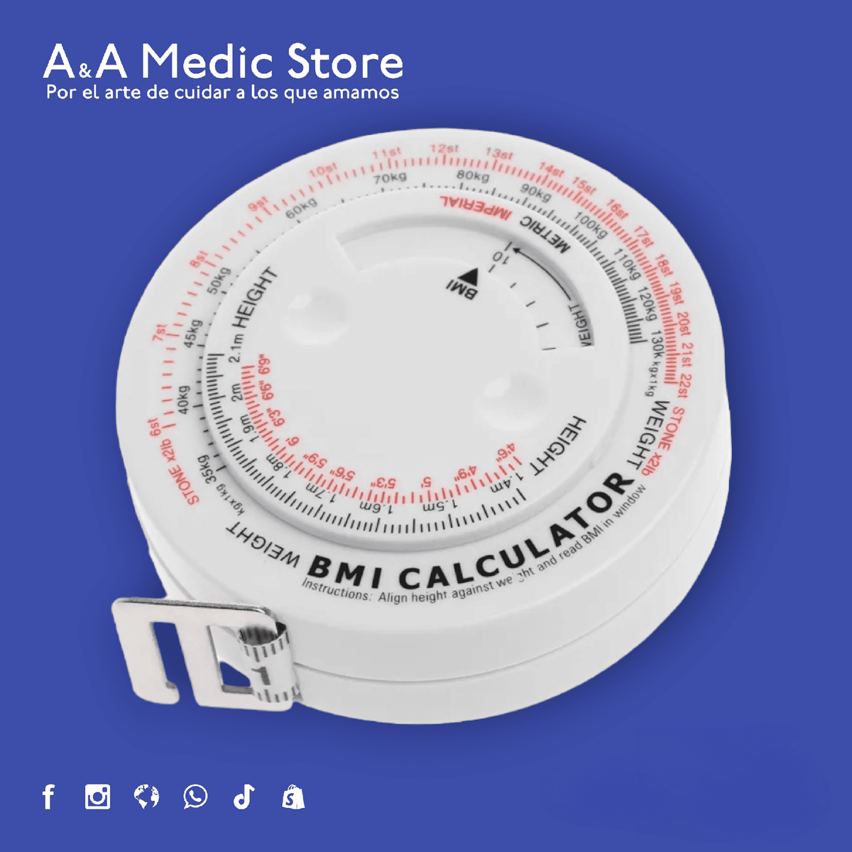 Cinta Métrica con Calculadora de IMC | 150 cm | Para Personal de Salud
