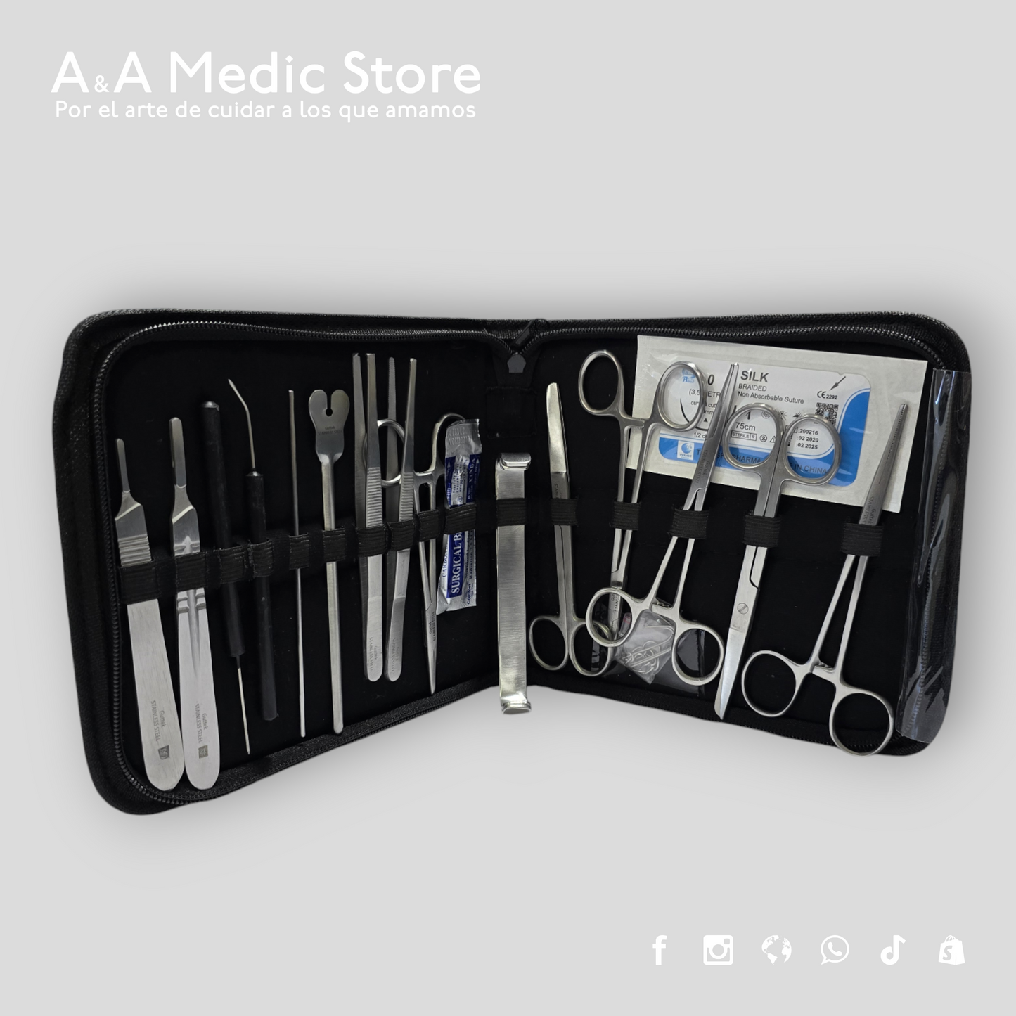 Estuche de Disección | Acero Inoxidable Alemán Guttek | 12 o 20 Piezas
