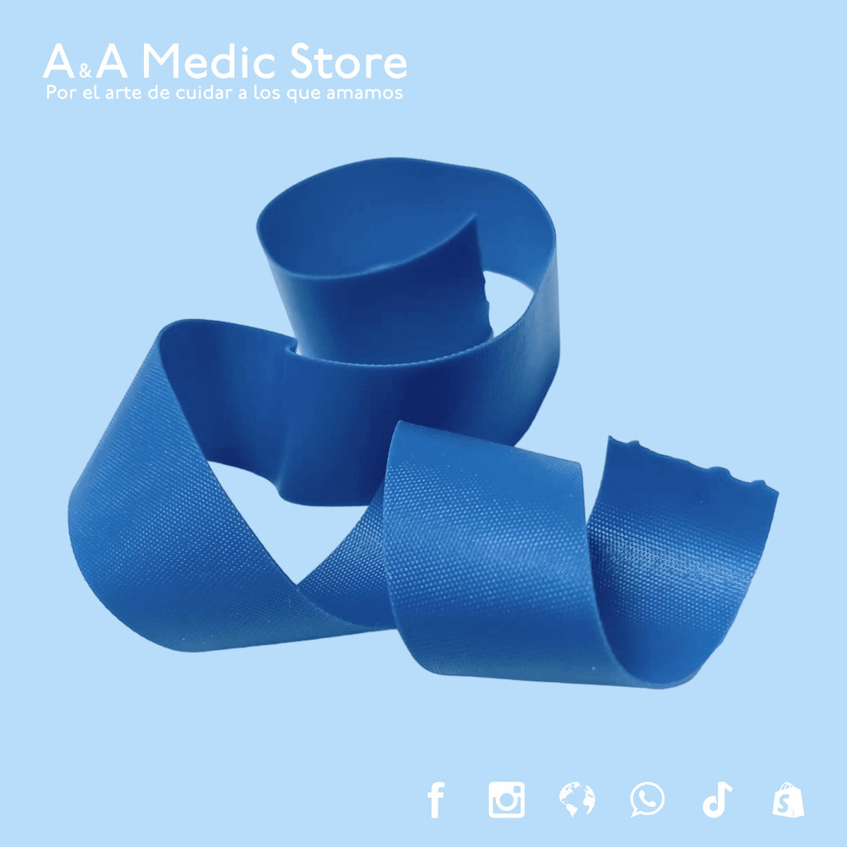 A&A Medic Store blue flat latex tourniquet for venipuncture and blood sampling procedures